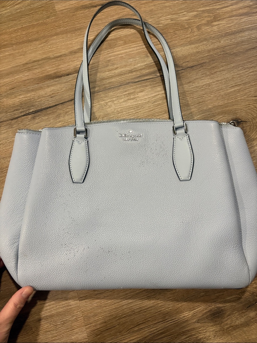 kate spade Light blue Pebbled Leather Tote